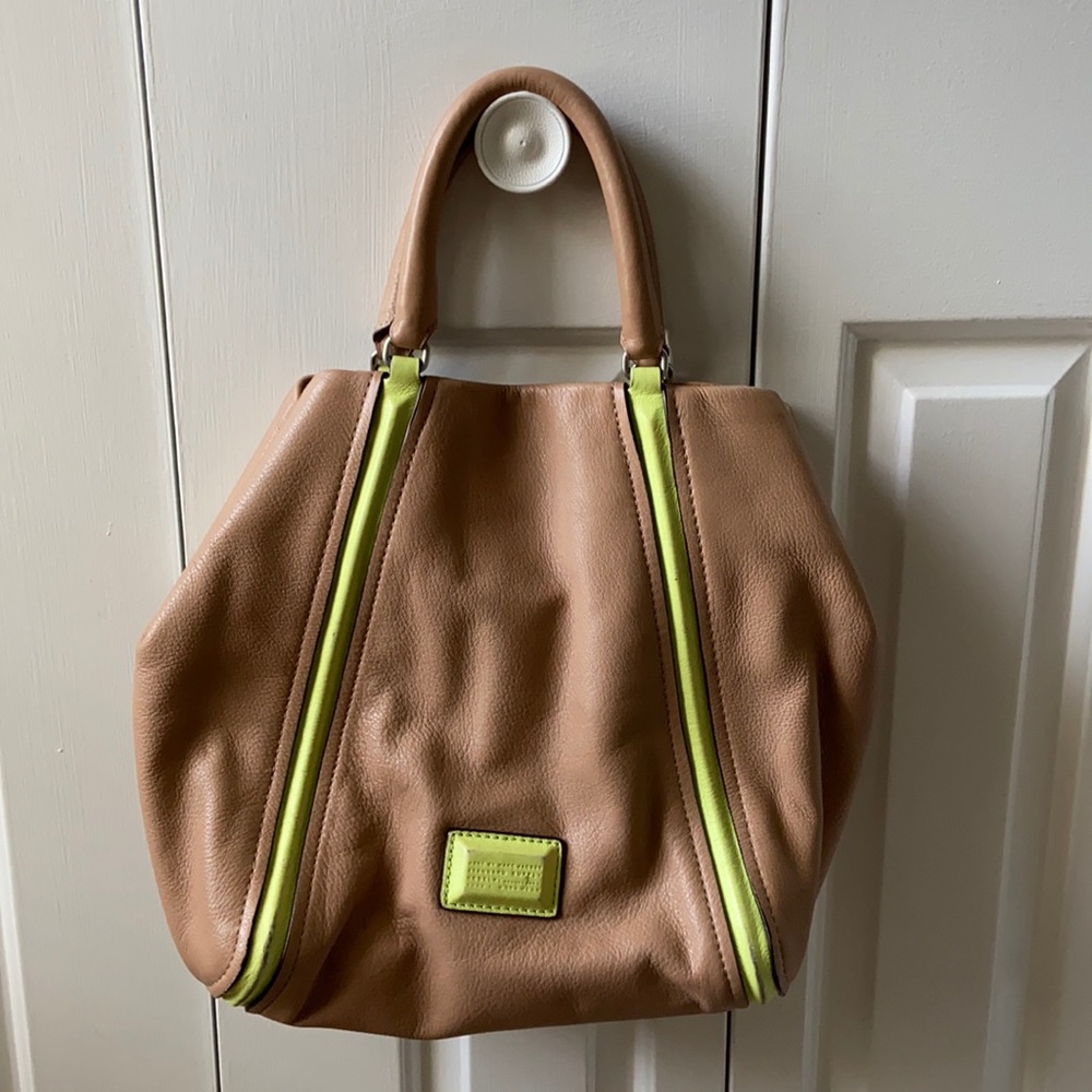 Marc Jacobs Purse leather tan w/yellow neon